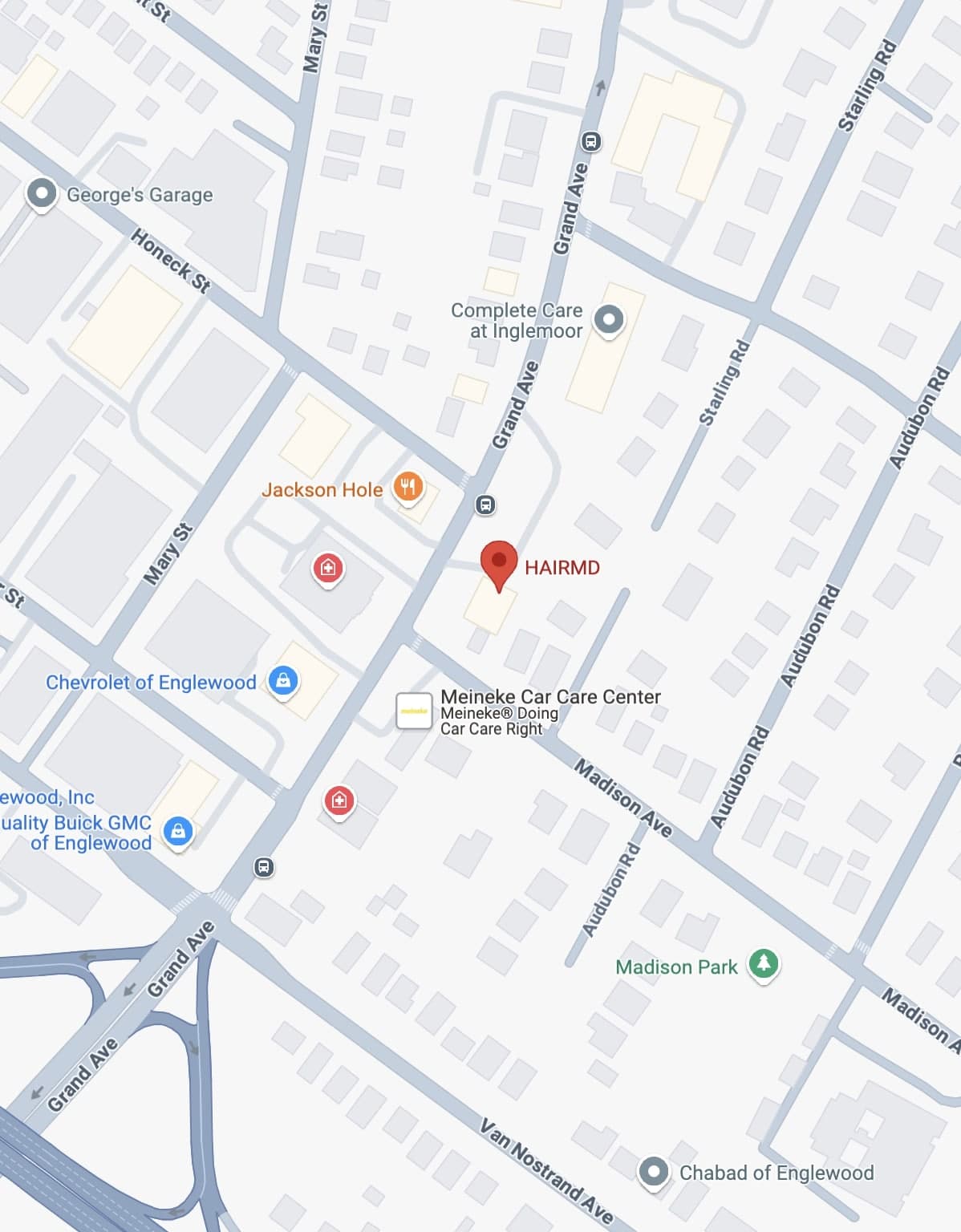 Map showing HAIRMD location in Englewood, NJ